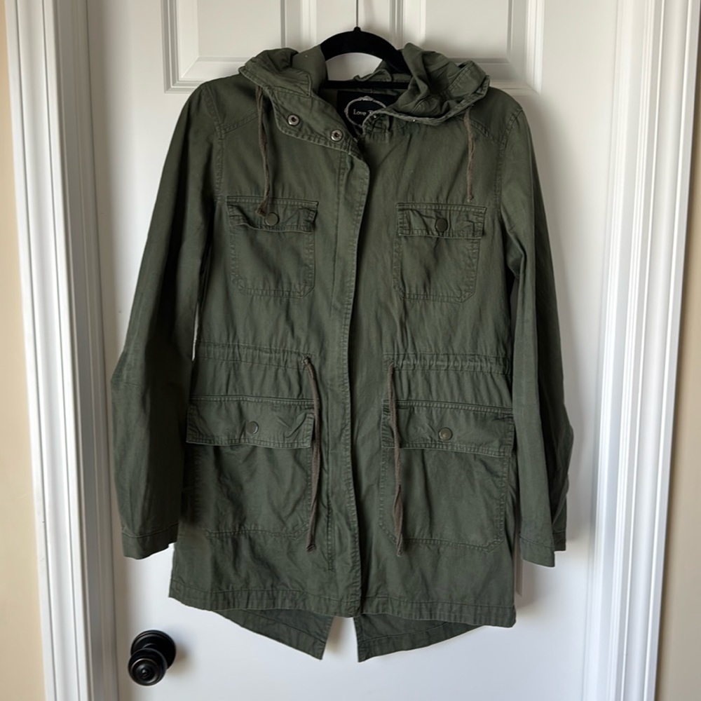 Love Tree Lightweight Utility Cargo‎ Jacket - Small - Army Green